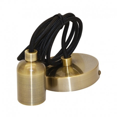 Suspension cylindre rond bronze mat M006 - Douille métal E27 60W