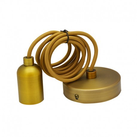 Suspension cylindre rond bronze marron mat M006 - Douille métal E27 60W