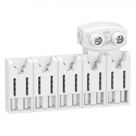 Répartiteur XE Resi9 - 63A - 10 pas - 5 modules - Avec connecteur - Embrochable