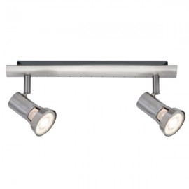 Projecteur 2 sources Teja - Nickel satiné - Max. 2 x 10W - GU10 - 230V - Sans sources - Dimmable
