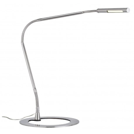 Lampe de bureau PLAZA - 3W - 240LM - 6000K - 230V - Métal - Acier brossé - Avec transformateur à brancher - Avec commutateur