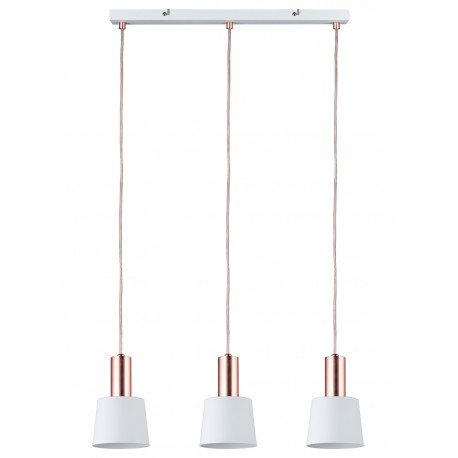 Suspension 3 sources NEORDIC HALDAR - 3 x 20W - E14 - 230V - Blanc - Cuivre - Dimmable - Sans ampoule