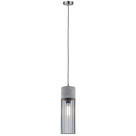 Suspension NEORDIC HENJA - 20W - E27 - 230V - Acier brossé - béton - Dimmable - Sans ampoule - Fait main