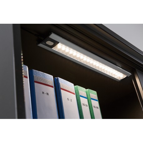 Réglette Led tactile TriX Touch 465 pour placard - Aluminium/Noir - 4,2W - 3000K - Non dimmable