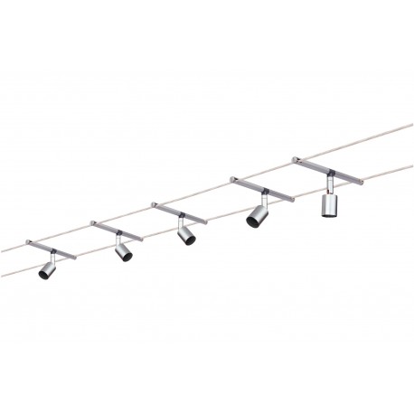 Kit 5 spots Spice Salt sur câbles Paulmann - 5x10W - GU5.3 - 80 VA - Chrome mat - Dimmable