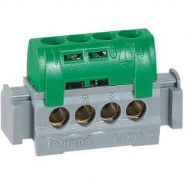 Bornier de répartition isolé IP2X - Terre - 4x16mm²