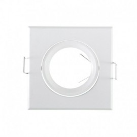 Support spot LED carré inclinable 84x84 mm - Blanc laqué