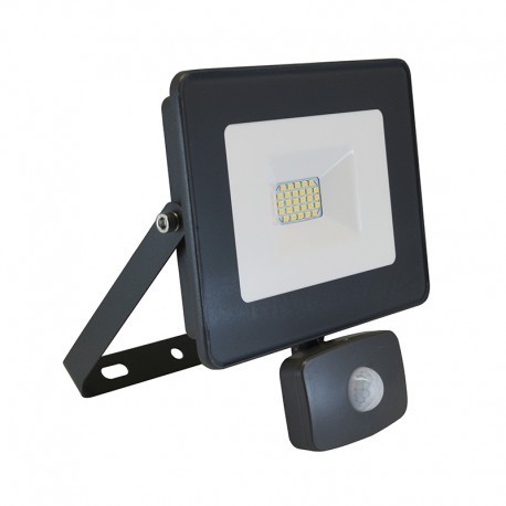 Projecteur extérieur LED  plat noir avec détecteur de présence - 20W - 4000K - IP65 - Non dimmable