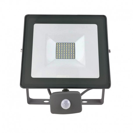 Projecteur extérieur LED plat gris avec détecteur de présence - 50W - 4000K - IP65 - Non dimmable