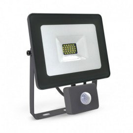 Projecteur extérieur LED plat noir avec détecteur de présence - 20W - 3000K - IP65 - Non dimmable