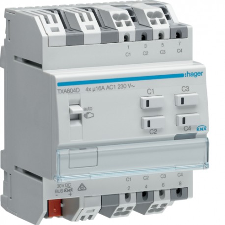 Module KNX 4 sorties - 16A/230V - Adapté pour les charges capacitives - New Easy