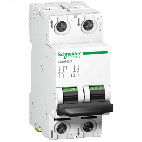 Disjoncteur modulaire miniature C60H-DC Acti9 - 2P - 2A - Courbe C