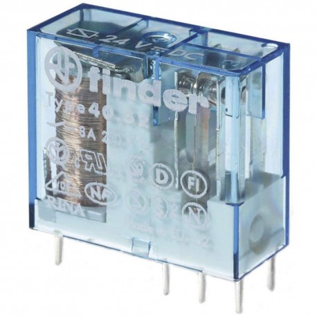 Relais miniature 40.52 pour circuit imprimé - 48 V/DC - 2 contacts - Série 40 - 8A - Pas de 5 mm