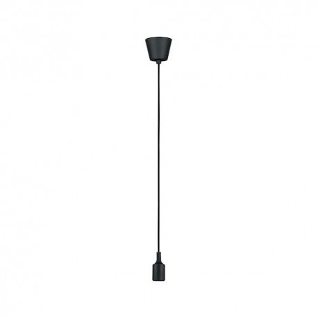 Suspension avec douille et câble tissé - E27 - 20W Max - Noir - Dimmable - Sans ampoule