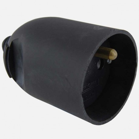 Prolongateur femelle à coiffe en plastique - 2P+T - 16A - Noir