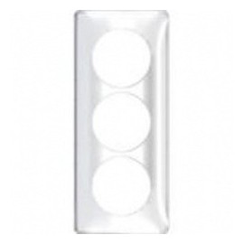 Plaque Odace You - Transparent et support blanc - 3 postes Entraxe 57 mm Vertical