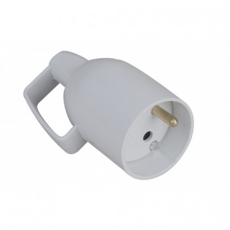 Prolongateur femelle à coiffe avec anneau en plastique - 2P+T - 16A - Gris