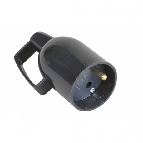 Prolongateur femelle à coiffe avec anneau en plastique - 2P+T - 16A - Noir