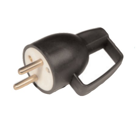 fiche mâle à coiffe avec anneau en plastique - 2P+T - 16 A - Noir