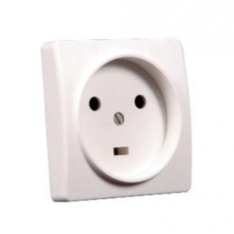 Socle 20A à encastrer en plastique - 2P+T - 20 A - Blanc