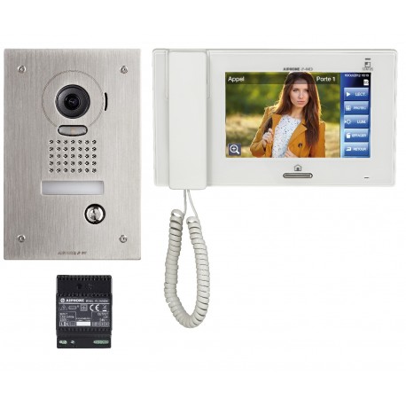Kit interphone vidéo platine encastré JPS4AEDF avec moniteur écran 7” tactile - Blanc