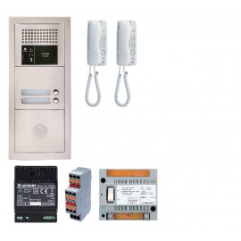 Pack audio pour 2 logements encastré avec 2 combinés - Blanc