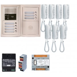 Pack audio pour 7 logements encastré avec 7 combinés - Blanc
