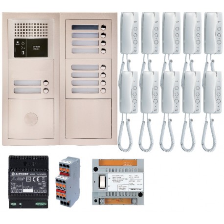 Pack audio pour 10 logements encastré avec 10 combinés - Blanc