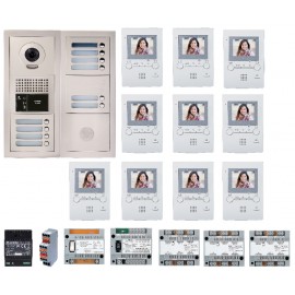 Pack vidéo pour 10 logements encastré avec 10 moniteurs - Blanc