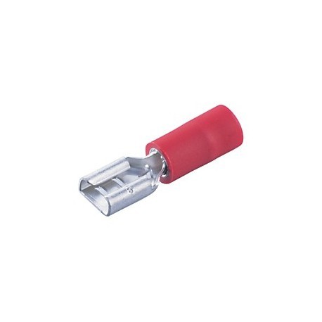 Cosse femelle partiellement isolée - Languette 4.75 x 0.8 mm - Section du câble de 0.5 à 1.5 mm - Rouge