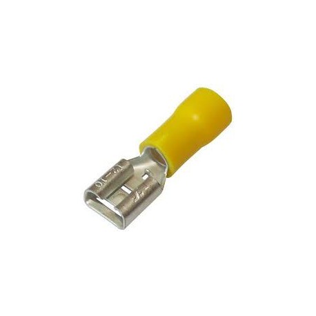 Cosse femelle partiellement isolée - Languette 6.35 x 0.8 mm - Section du câble de 4 à 6 mm - Jaune