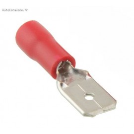 Cosse mâle plate languette 6.35 x 0.8mm - Section du câble de 0.5 à 1.5mm - Rouge