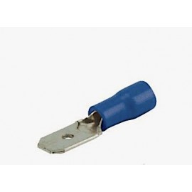 Cosse mâle plate pour languette 6.35 x 0.8 mm - Section du câble 1.5 à 2.5 mm - Bleu