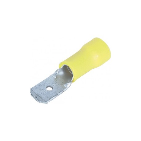 Cosse mâle plate pour languette 6.35 x 0.8 mm - Section du câble 4 à 6 mm - Jaune