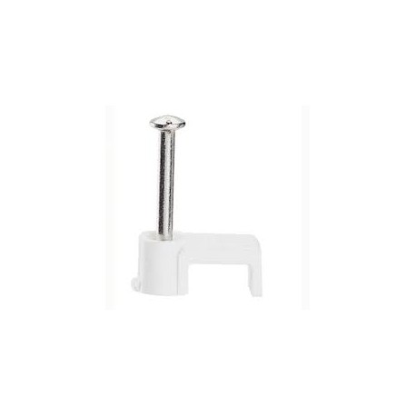 Attache pontet pour câble méplat - Câble 2x0.5 ou 2x0.75mm2 - Longueur de pointe 15 mm - Blanc