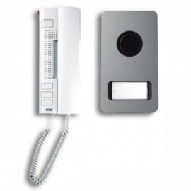 Kit audio portier résidentiel bus 2 fils avec platine saillie - Blanc