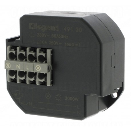 Télérupteur unipolaire silencieux 230 V - 10 A - A encastrer 