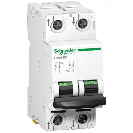 Disjoncteur miniature 32A Acti9 C60H-DC - 2P - Courbe C - 20kA - 500V - Peignable