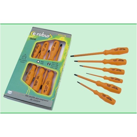 Jeu de 6 tournevis isolés