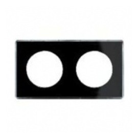 Plaque Odace You - Noir et support alu - 2 postes Entraxe 71 mm Horizontal ou vertical