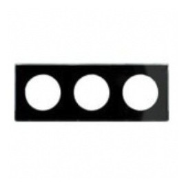 Plaque Odace You - Noir et support alu - 3 postes Entraxe 71 mm Horizontal ou vertical