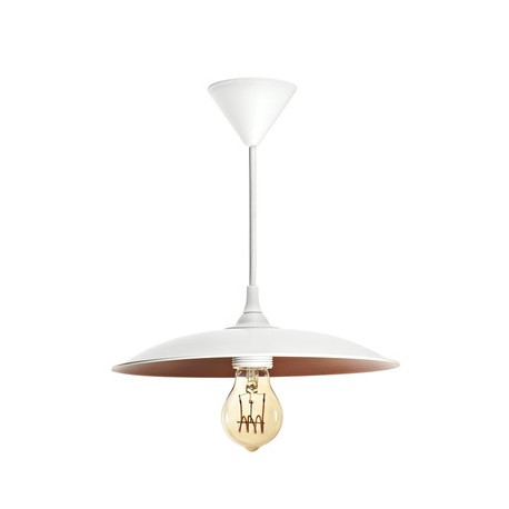 Suspension Roma - 60W - E27 - Sans ampoule - Blanc / Cuivré