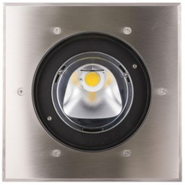 Spot encastré sol Tecnisol 200 asymétrique - 20W - 3000K - 1860lm - Carré - Dimmable - Avec ampoule - Inox