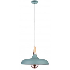 KDO Suspension NEORDIC JUNA - 20W - E27 - 230V - Vert satine/cuivre - Bois/metal - Dimmable - Sans ampoule