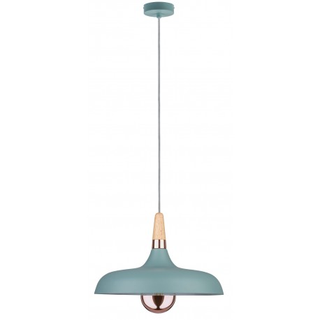KDO Suspension NEORDIC JUNA - 20W - E27 - 230V - Vert satine/cuivre - Bois/metal - Dimmable - Sans ampoule