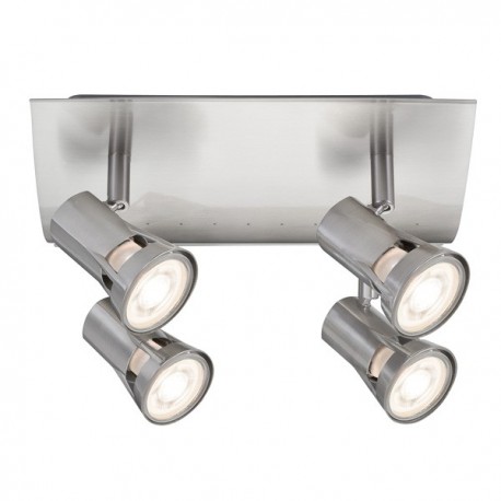 KDO Projecteur 4 sources Teja - Nickel satine - Max. 4 x 10W - GU10 - 230V - Sans sources - Dimmable