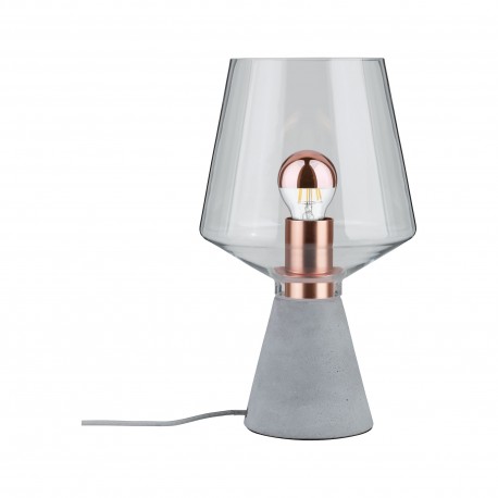 KDO Lampe a poser NEORDIC YORIK - 20W - E27 - 230V - Verre - beton - cuivre - Dimmable - Sans ampoule - Fait main
