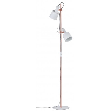 KDO Lampadaire 2 sources NEORDIC HALDAR - 2 x 20W - E14 - 230V - Blanc - Cuivre - Dimmable - Sans ampoule