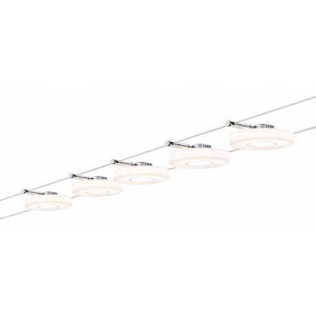 KDO Kit complet fourni avec 5 spots DiscLed I sur cables - 5x4W - 2700K - 200lm - Chrome/satin - Non dimmable