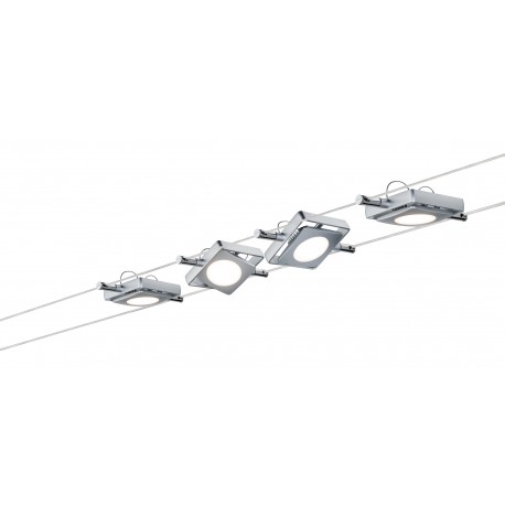 KDO Kit complet comprenant 4 spots MacLed sur cables - 4x4W - 2700K - 200lm - Chrome mat - Non dimmable